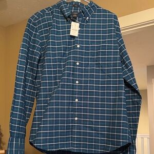J. Crew Men's Teal Checkered Button-Down Shirt